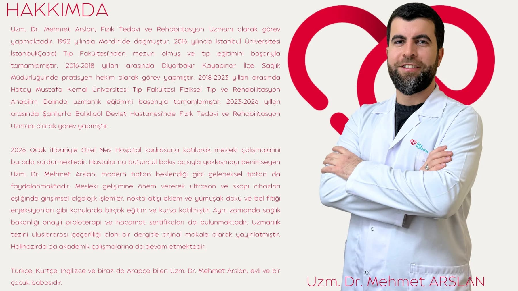 Uzm. Dr. Mehmet ARSLAN — kaynak özgeçmiş belgesi