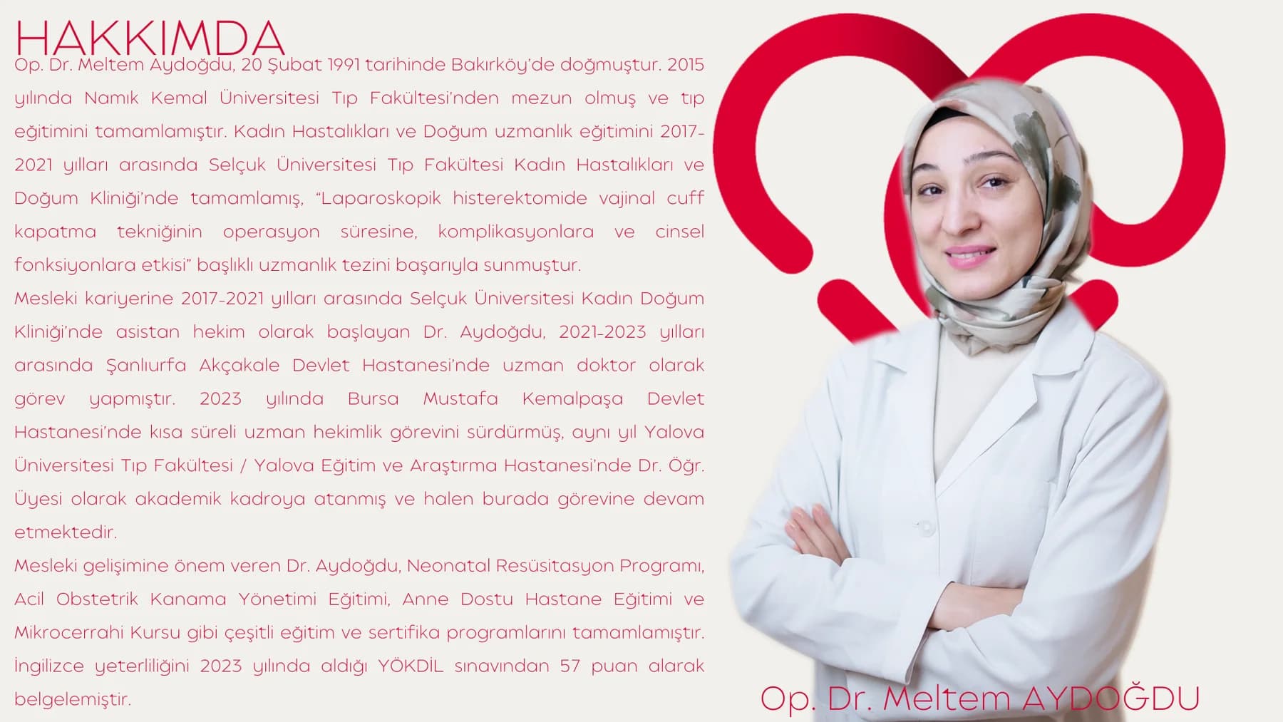 Op. Dr. Meltem AYDOĞDU — kaynak özgeçmiş belgesi